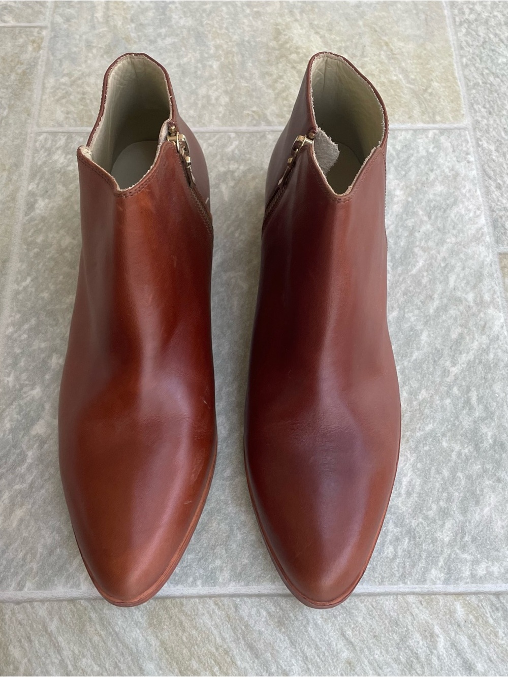 Brown Leather Pointed-Toe Ankle Boots